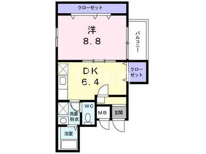 ロゼ・クリスタ(1DK/4階)の間取り写真