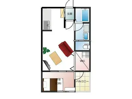 エミリア川内06(1DK/2階)の間取り写真