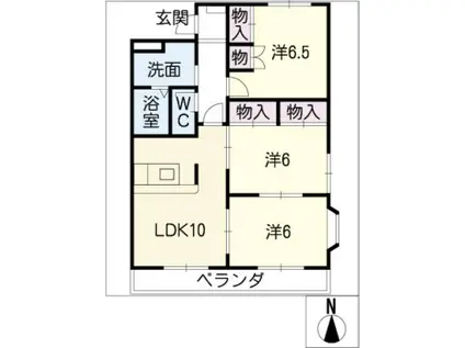ヴァンヴェール五明 B棟(3LDK/2階)の間取り写真