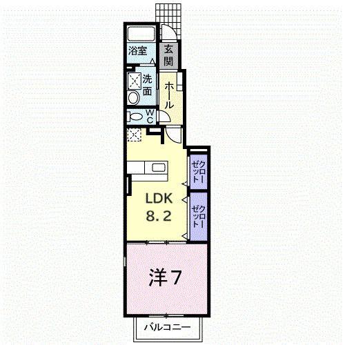 辻ヶ花弐番館(1LDK/1階)の間取り写真
