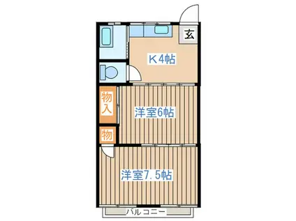 第一久栄コーポ(2K/2階)の間取り写真