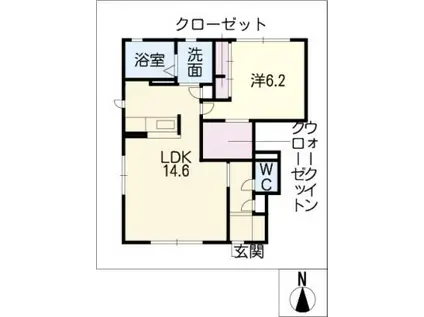 グレースコート三条B棟(1LDK/1階)の間取り写真