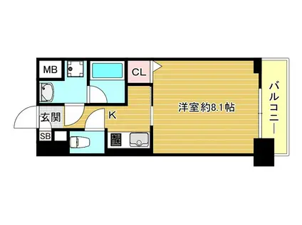 エグゼ大阪ドームII(1K/1階)の間取り写真