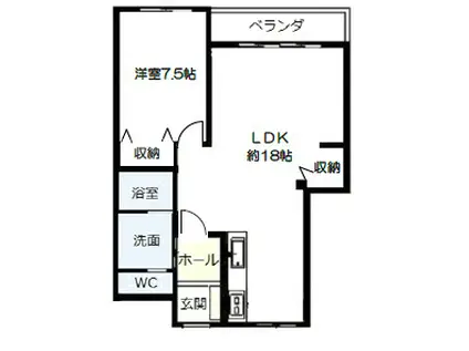 ベルクレエ長江(2LDK/2階)の間取り写真