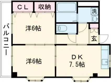 ハイツ ハピィバリーII D棟(2DK/2階)の間取り写真