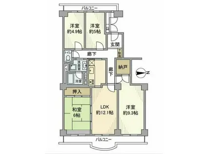 サンライトパストラル壱番街(3LDK/13階)の間取り写真