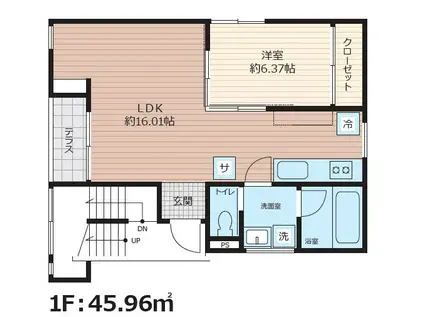 SCENE.MEGURO SAUNA RESIDENCE シーン.目黒(1LDK/1階)の間取り写真