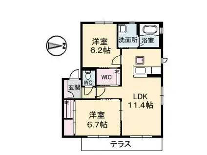 GRANDEUR(2LDK/1階)の間取り写真