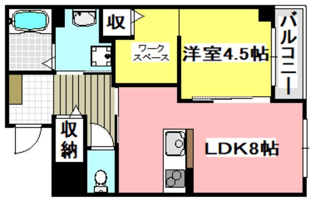 ブランキューブ南摂津(1LDK/3階)の間取り写真