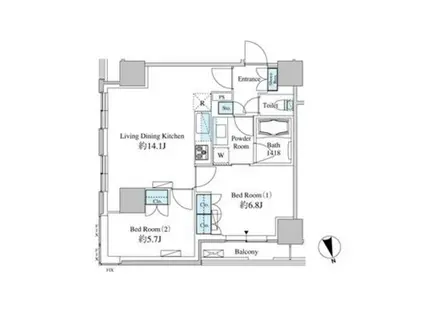 ベルファース芝浦タワー(2LDK/19階)の間取り写真