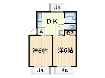 キャッスル川口(2DK/1階)の間取り写真