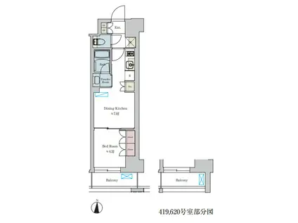BRILLIA IST 池尻大橋(1DK/B1階)の間取り写真