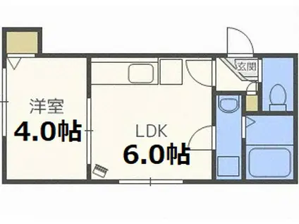 ヴィラ本郷通(1LDK/3階)の間取り写真