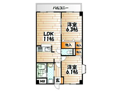 BE  STAGE(2LDK/1階)の間取り写真