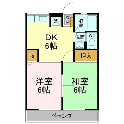 エミールA(2DK/1階)の間取り写真