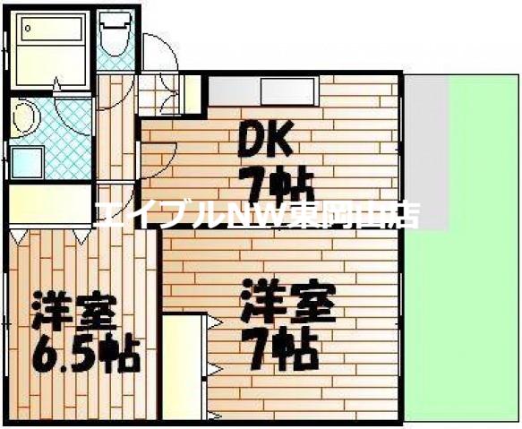 ファミーユ人見B棟(2DK/2階)の間取り写真