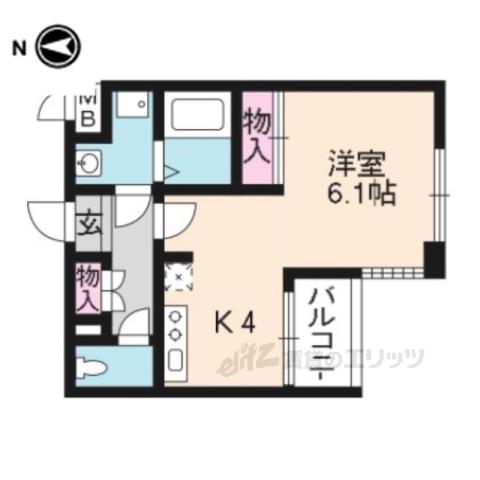 サザン桃山御陵(1DK/3階)の間取り写真