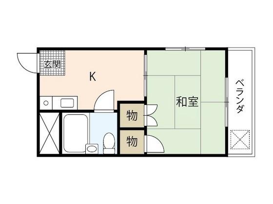 フローラル山手(1K/1階)の間取り写真