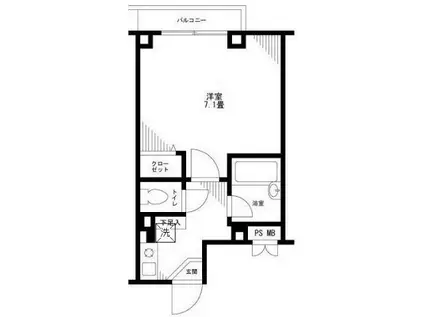 ラ・ヴェルデ 上馬(1K/2階)の間取り写真