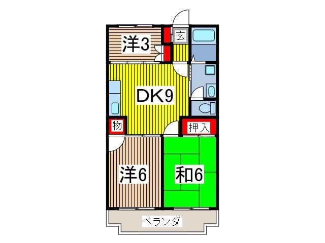 ハイツニューエイト(2SDK/4階)の間取り写真