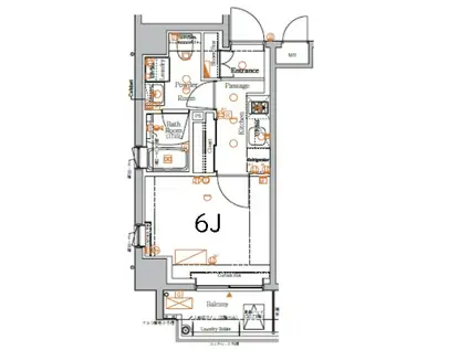 ジーベック川崎II(1K/2階)の間取り写真