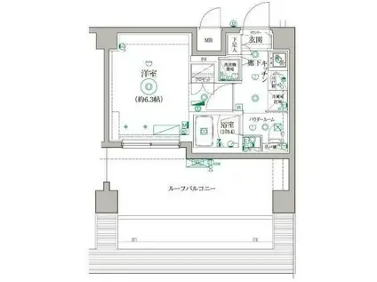レアライズ立川AZ(1K/6階)の間取り写真
