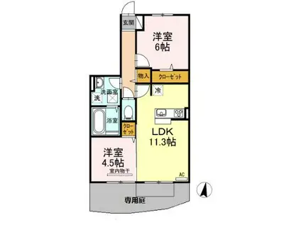 プリマヴェーラ A棟(2LDK/1階)の間取り写真