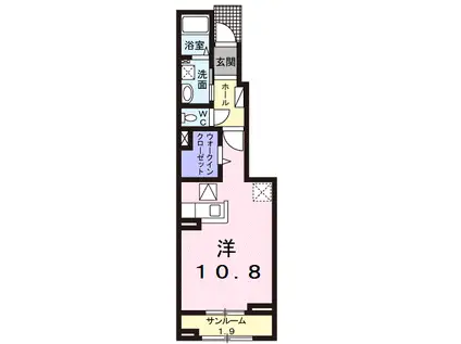 ヴィラ さくだいら(ワンルーム/1階)の間取り写真