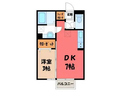 ISHIKAWA HILLS VI(1DK/2階)の間取り写真