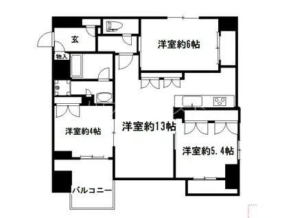 レ・ジェイド京都東洞院(3LDK/6階)の間取り写真