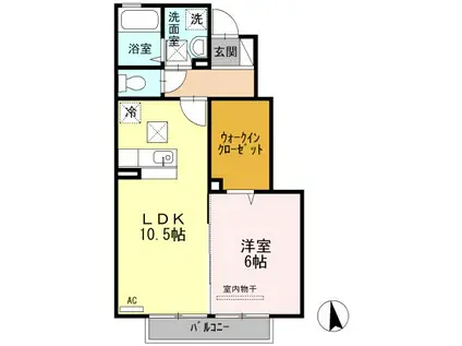 ウェルネス(1LDK/1階)の間取り写真