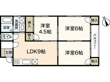 横山ビル(3DK/2階)の間取り写真