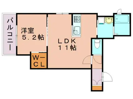 シャーメゾン博多駅前(1LDK/3階)の間取り写真