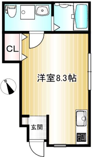 ソフィスコート多治米(ワンルーム/1階)の間取り写真
