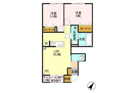 ラ・プラージュ(2LDK/1階)の間取り写真