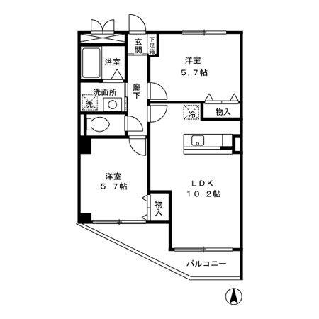 アビリアなごみ(2LDK/3階)の間取り写真