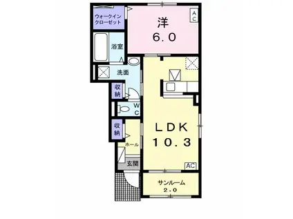 メゾン・ドルチェB(1LDK/1階)の間取り写真