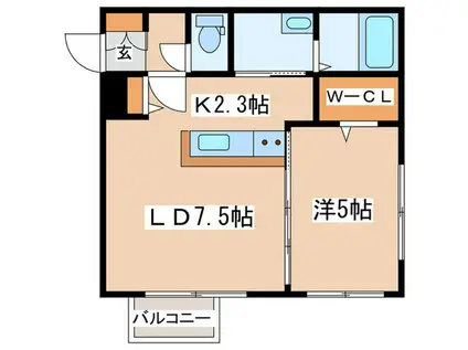 OPERA(1LDK/1階)の間取り写真