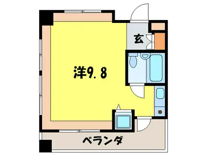 ベルトピア芦屋II(ワンルーム/3階)の間取り写真