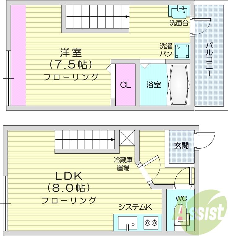 Jハウス(1LDK/1階)の間取り写真