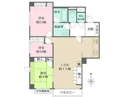 イトーピア信濃町マンション(3LDK/3階)の間取り写真