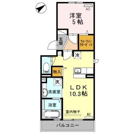 セジュール鵬舟V(1LDK/2階)の間取り写真
