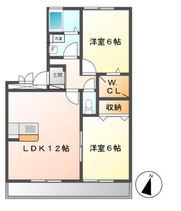リヴィエール(2LDK/2階)の間取り写真