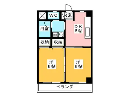 メゾンコンフォート(2DK/4階)の間取り写真