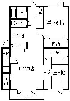 エスティパレス神居A(2LDK/2階)の間取り写真
