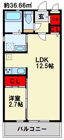 エルミタージュヒルズI(1LDK/2階)の間取り写真