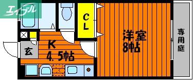 グランジャA(1K/2階)の間取り写真