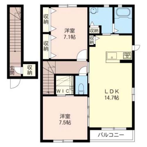 ルミエール(2LDK/2階)の間取り写真