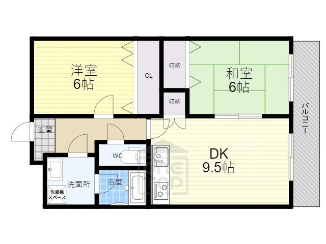 クレールミシマ2(2DK/1階)の間取り写真