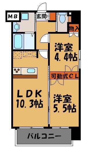 FKM白金(2LDK/6階)の間取り写真